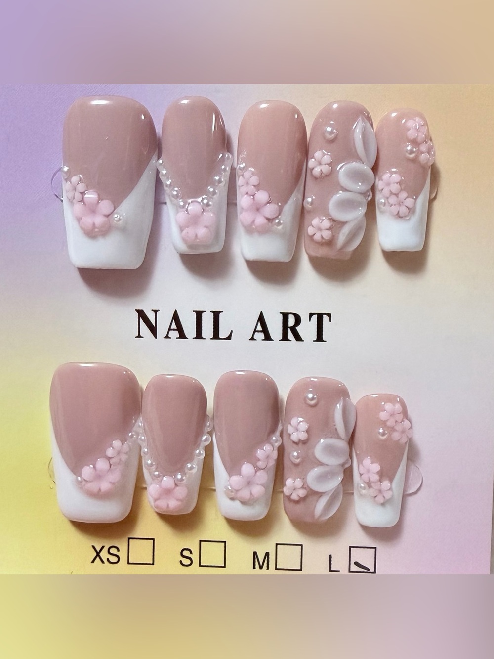 Nude Pink Floral Press-On Nail Set by